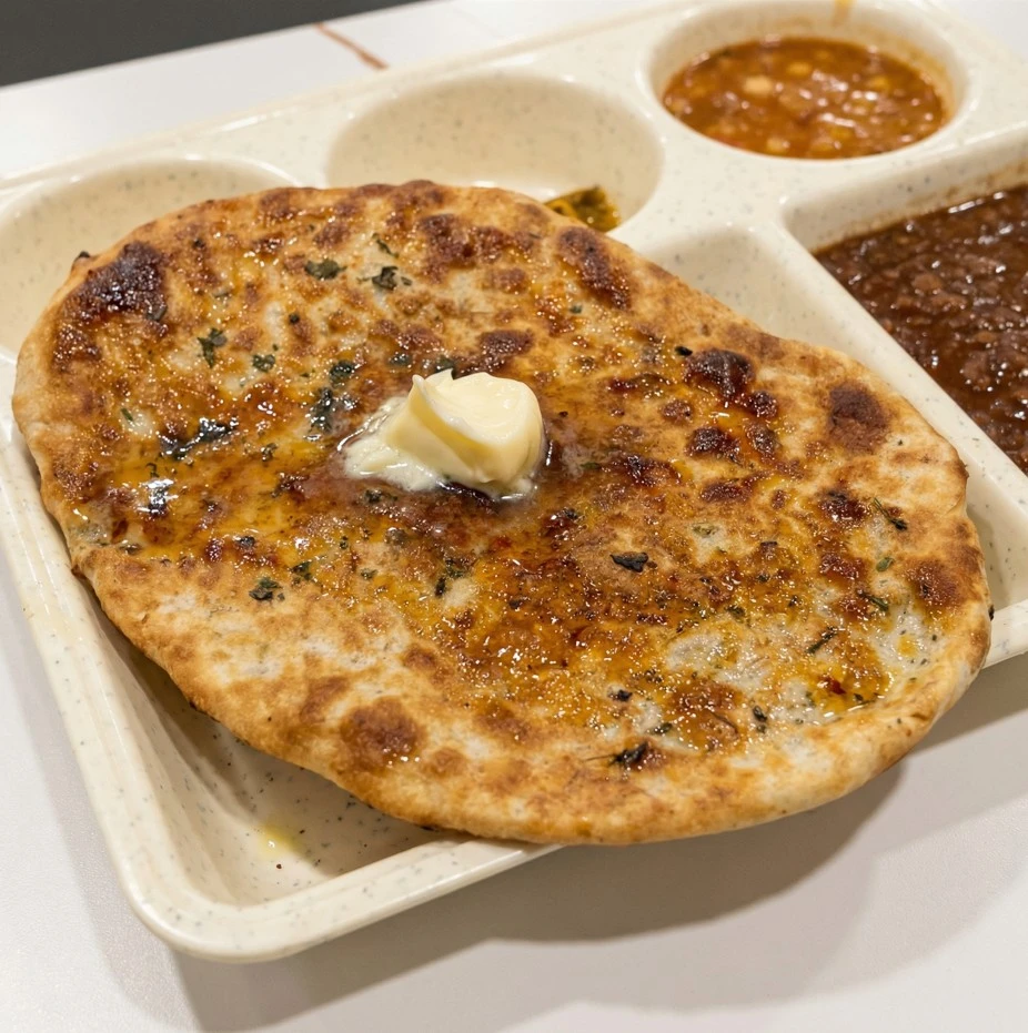 Aloo Paneer Kulcha at Amritsari Kulcha Point Winnipeg - Potato and Cottage Cheese Stuffed Bread